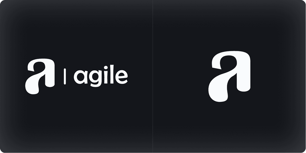 Aplicações da marca Agile em fundo escuro